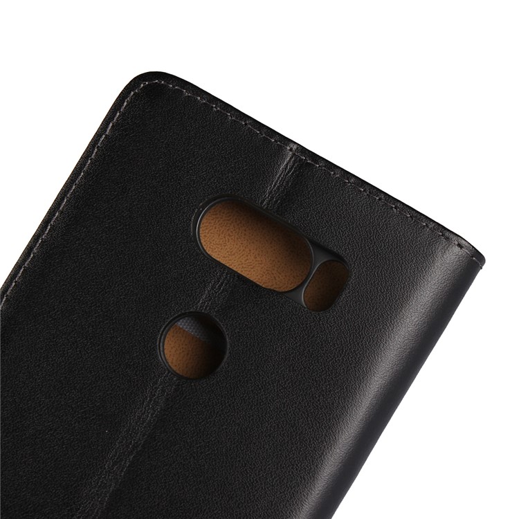 Split Leather Wallet Stand Magnetic Phone Case for LG V30 - Black-8