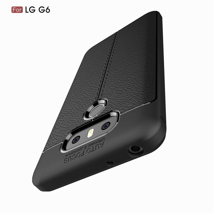 Litchi Texture Ultra-thin Soft TPU Mobile Phone Protective Shell for LG G6 - Black-10