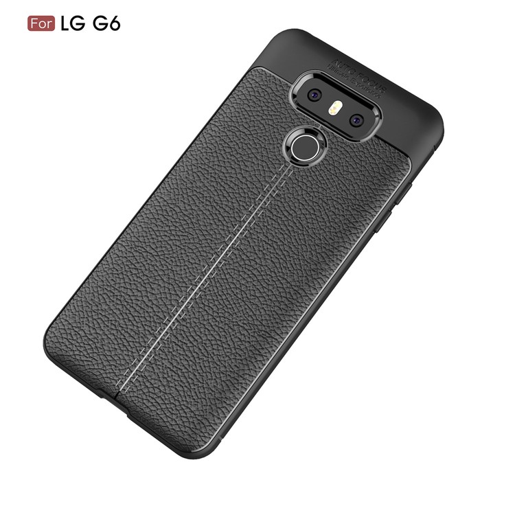 Litchi Texture Ultra-thin Soft TPU Mobile Phone Protective Shell for LG G6 - Black-12