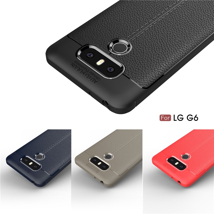 Litchi Texture Ultra-thin Soft TPU Mobile Phone Protective Shell for LG G6 - Black-14