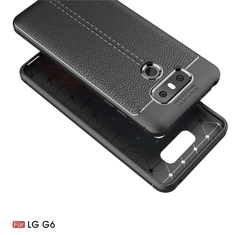 Litchi Texture Ultra-thin Soft TPU Mobile Phone Protective Shell for LG G6 - Black-2