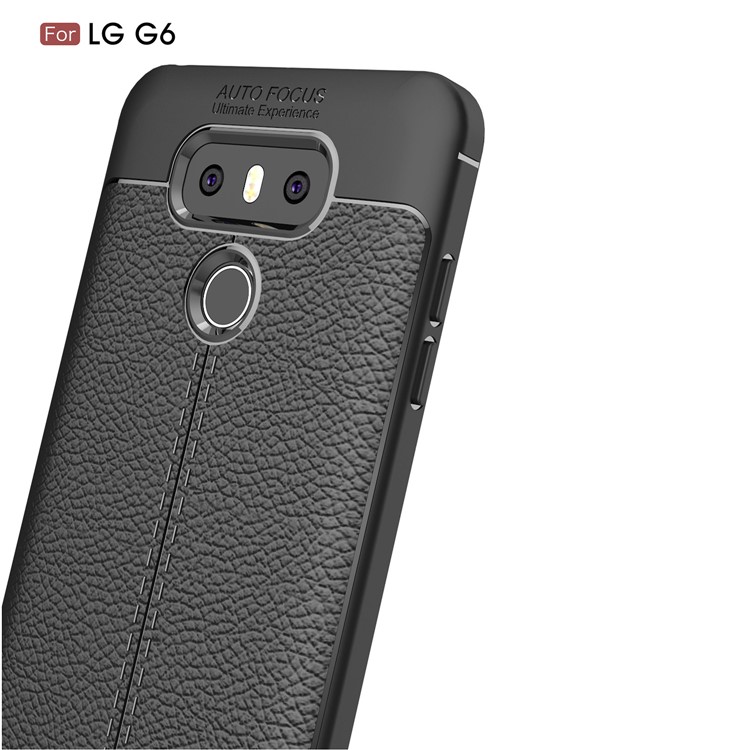 Litchi Texture Ultra-thin Soft TPU Mobile Phone Protective Shell for LG G6 - Black-3
