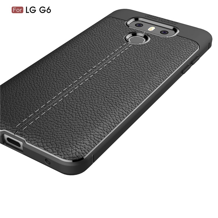 Litchi Texture Ultra-thin Soft TPU Mobile Phone Protective Shell for LG G6 - Black-4