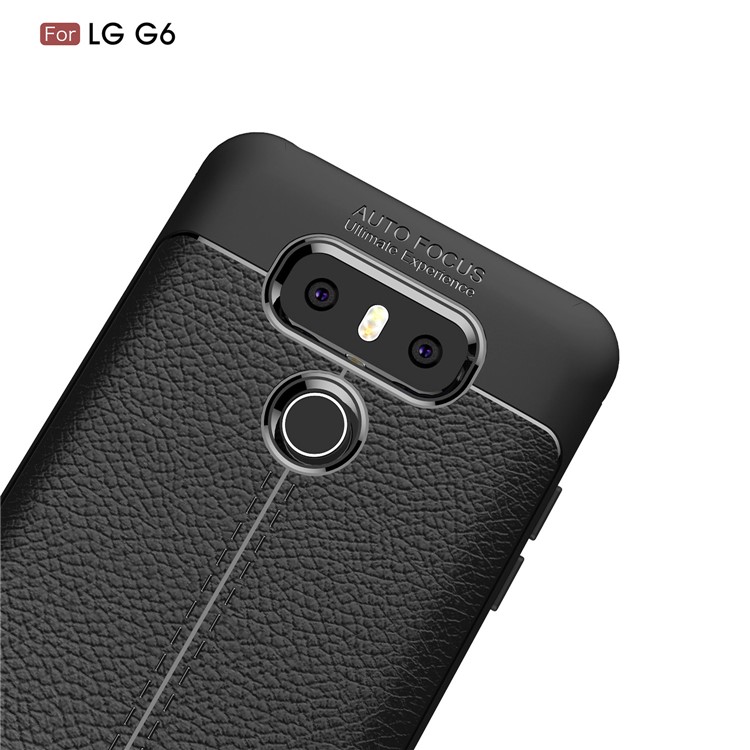 Litchi Texture Ultra-thin Soft TPU Mobile Phone Protective Shell for LG G6 - Black-5