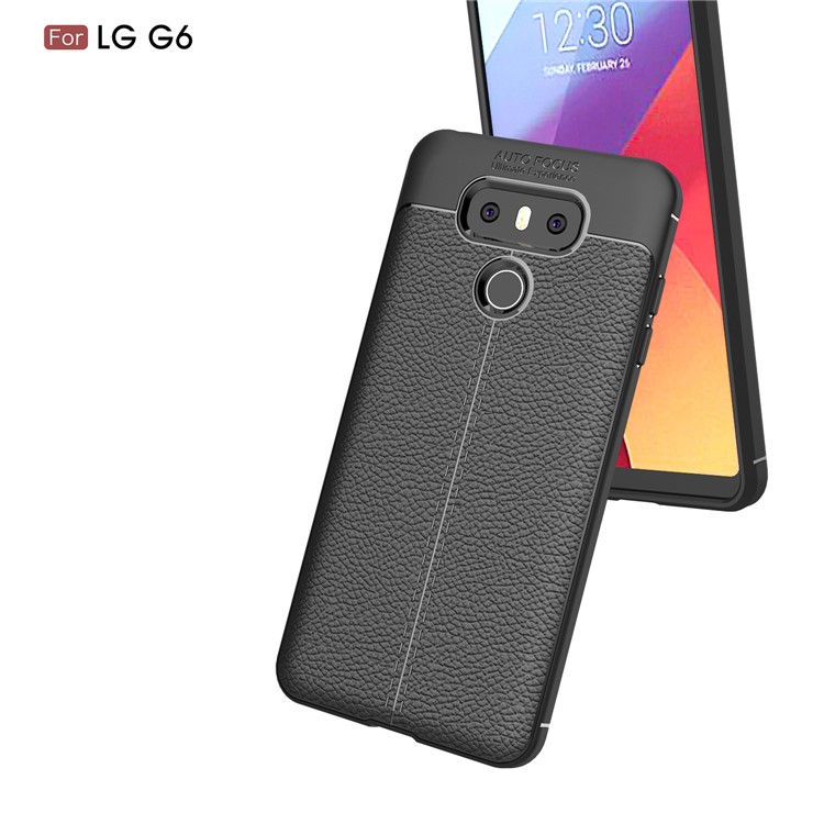Litchi Texture Ultra-thin Soft TPU Mobile Phone Protective Shell for LG G6 - Black-6