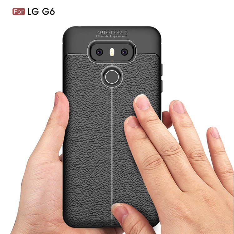 Litchi Texture Ultra-thin Soft TPU Mobile Phone Protective Shell for LG G6 - Black-7