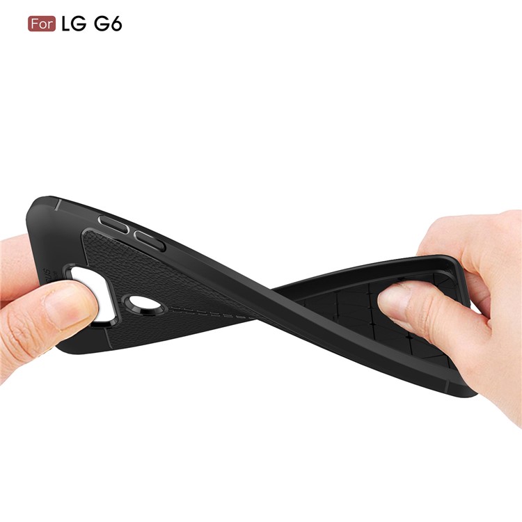 Litchi Texture Ultra-thin Soft TPU Mobile Phone Protective Shell for LG G6 - Black-8
