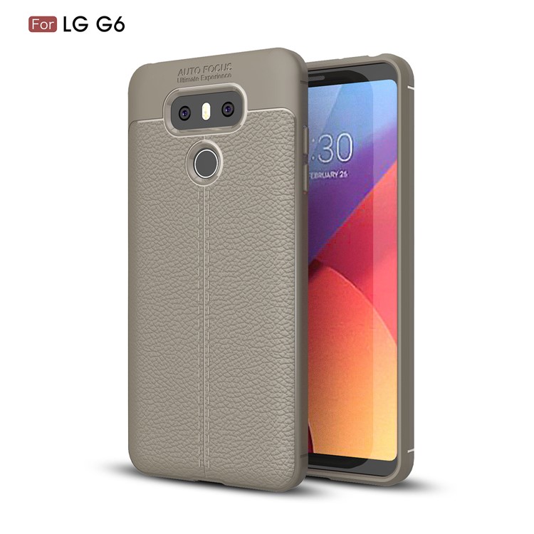 Litchi Texture Ultra-thin Soft TPU Mobile Phone Protective Case for LG G6 - Grey-1