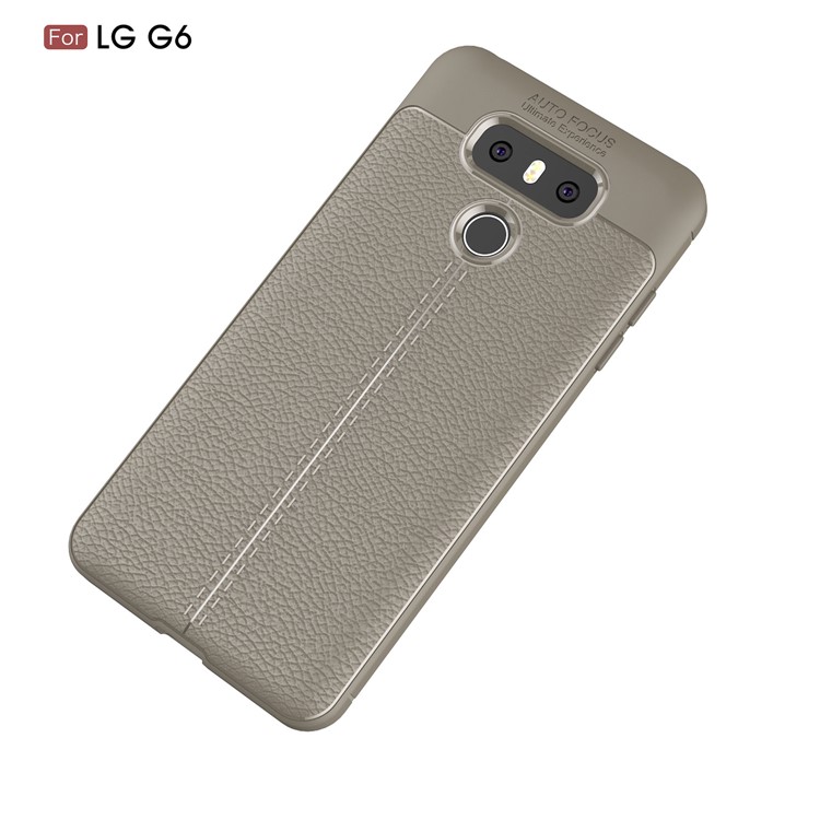 Litchi Texture Ultra-thin Soft TPU Mobile Phone Protective Case for LG G6 - Grey-2