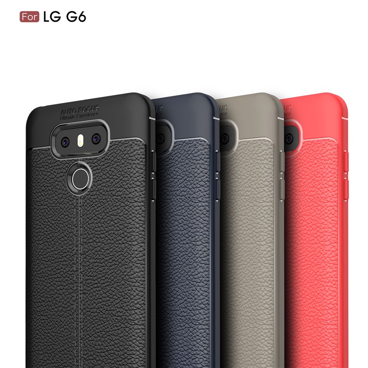 Litchi Texture Ultra-thin Soft TPU Mobile Phone Protective Case for LG G6 - Grey-3