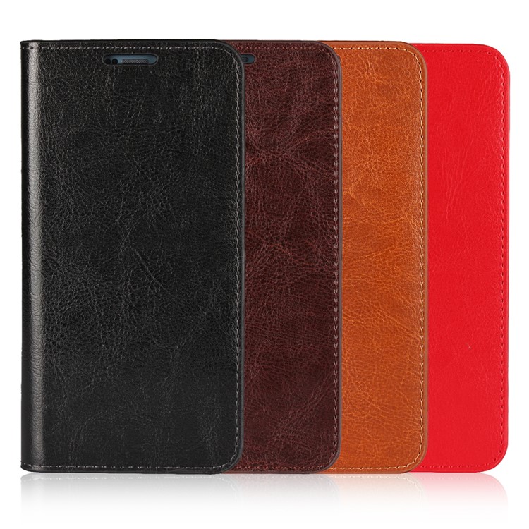 Crazy Horse Texture Wallet Stand Genuine Leather Case for LG G6 - Black-6