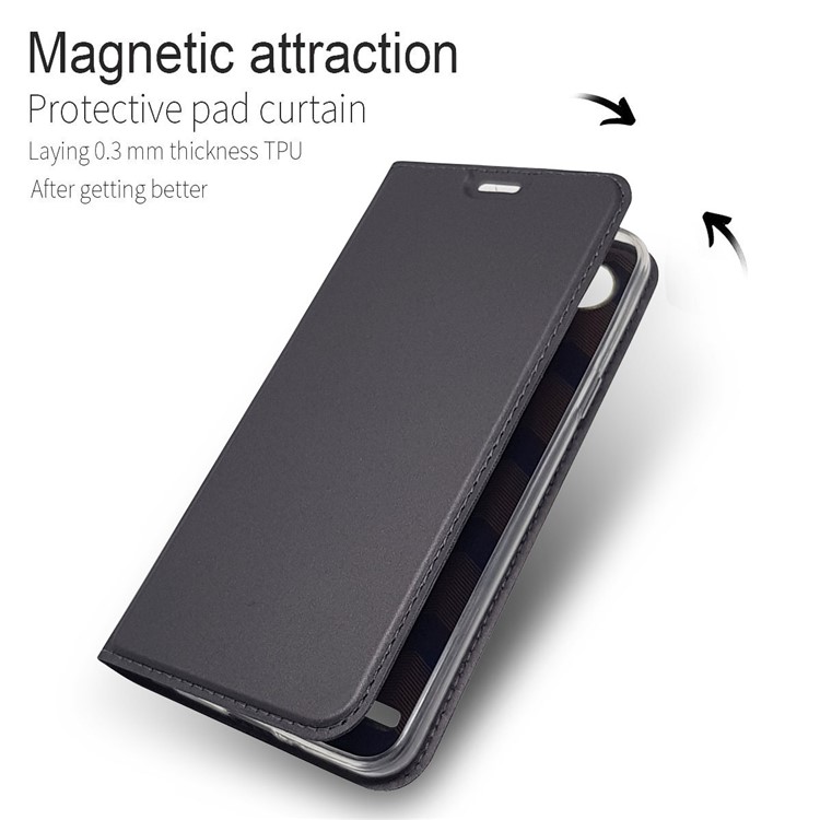 Étui En Cuir Avec Support Pour Carte Magnétique Pour LG Q6 Plus / Lg Q6 M700N (version EU) - Noir-4