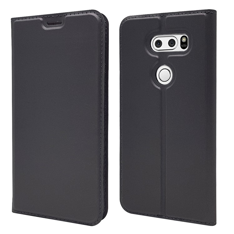 Auto-absorbed Magnetic Leather Stand Flip Case for LG V30 - Black-3