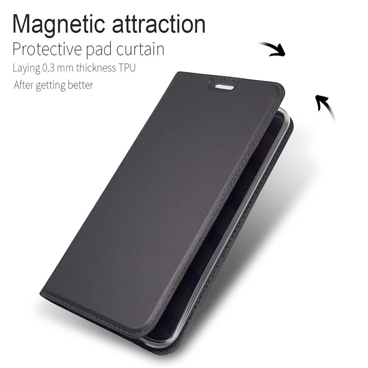 Auto-absorbed Magnetic Leather Stand Flip Case for LG V30 - Black-4