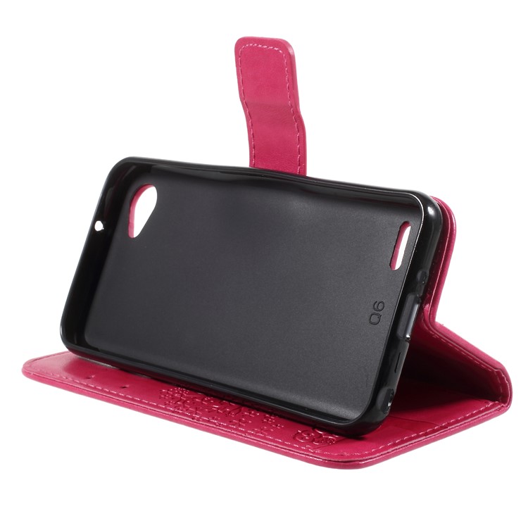Imprint Tree Owl Magnetic Wallet PU Leather Stand Cover for LG Q6 - Rose-4