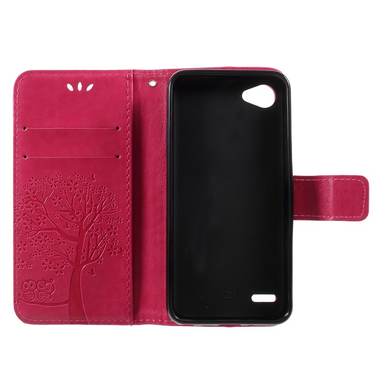 Imprint Tree Owl Magnetic Wallet PU Leather Stand Cover for LG Q6 - Rose-6