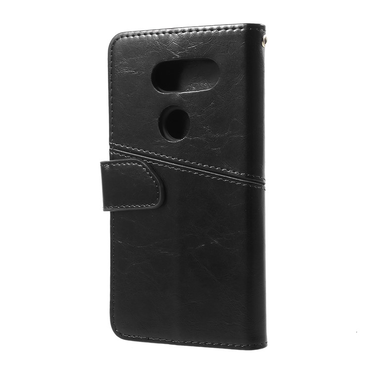 K'TRY Geometric Splicing Series Wallet Stand Leather Cell Phone Case for LG V30 - Black-4