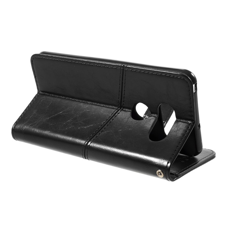 K'TRY Geometric Splicing Series Wallet Stand Leather Cell Phone Case for LG V30 - Black-5