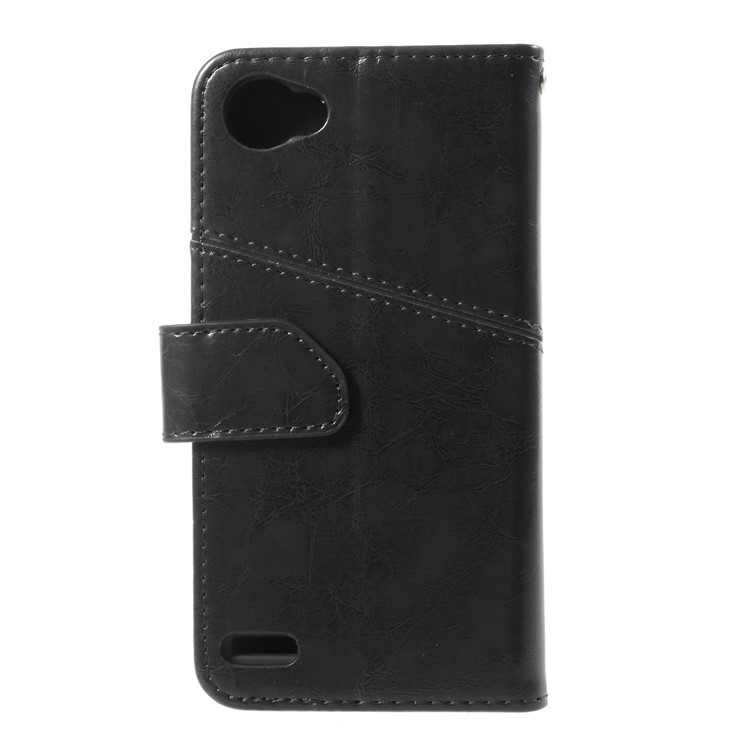K'TRY Geometric Splicing Series Wallet Stand Leather Case for LG Q6 - Black-2