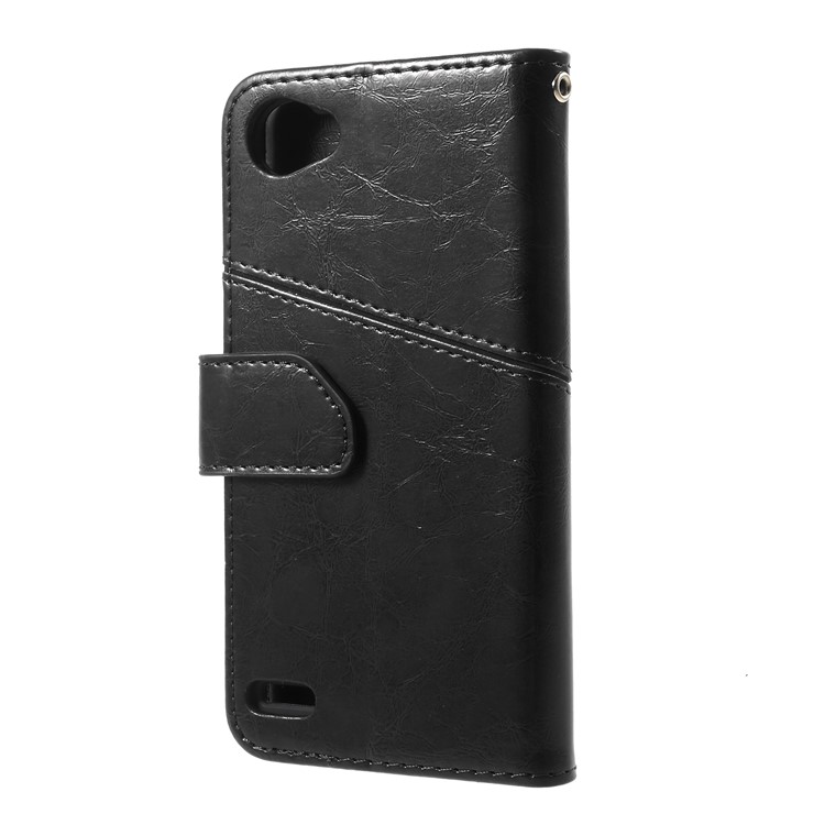 K'TRY Geometric Splicing Series Wallet Stand Leather Case for LG Q6 - Black-4