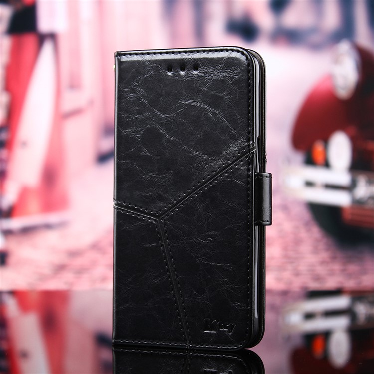 K'TRY Geometric Splicing Series for LG Q8 Wallet Leather Case with Stand - Black-3