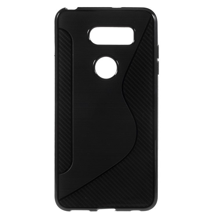 S Shape Brushed TPU Cell Phone Case for LG V30 - Black-1