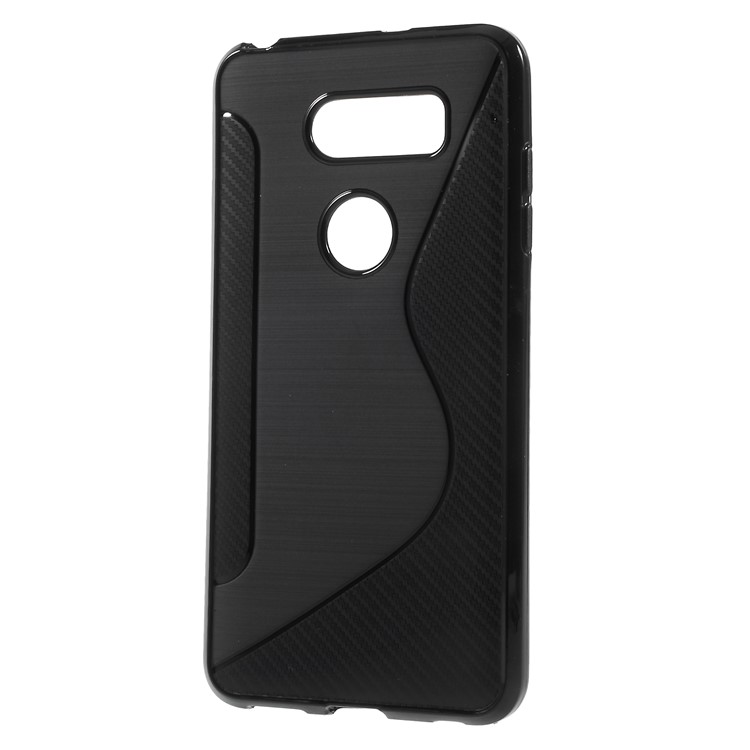 S Shape Brushed TPU Cell Phone Case for LG V30 - Black-2
