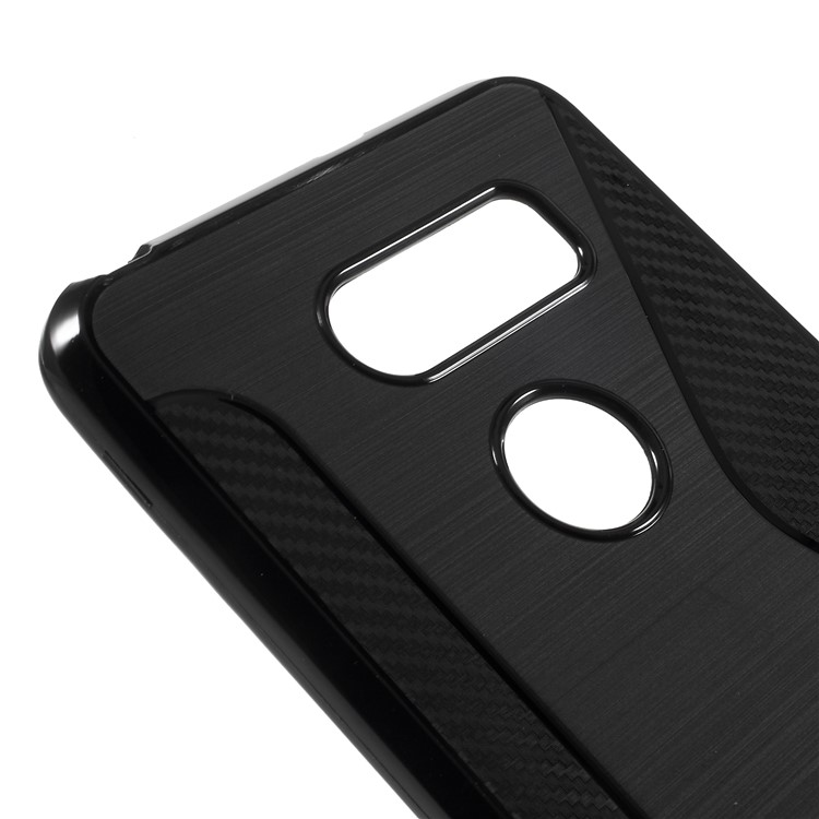 S Shape Brushed TPU Cell Phone Case for LG V30 - Black-4