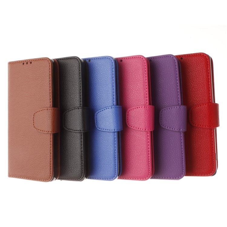Litchi Skin PU Leather Wallet Case with Stand for LG U11 - Black-8