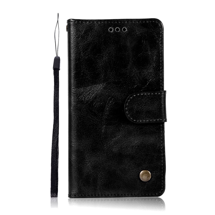 Premium Vintage PU Leather Wallet Stand Case for LG Q6 / Q6 Plus - Black-2