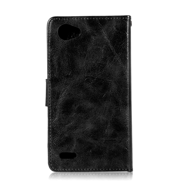 Premium Vintage PU Leather Wallet Stand Case for LG Q6 / Q6 Plus - Black-3