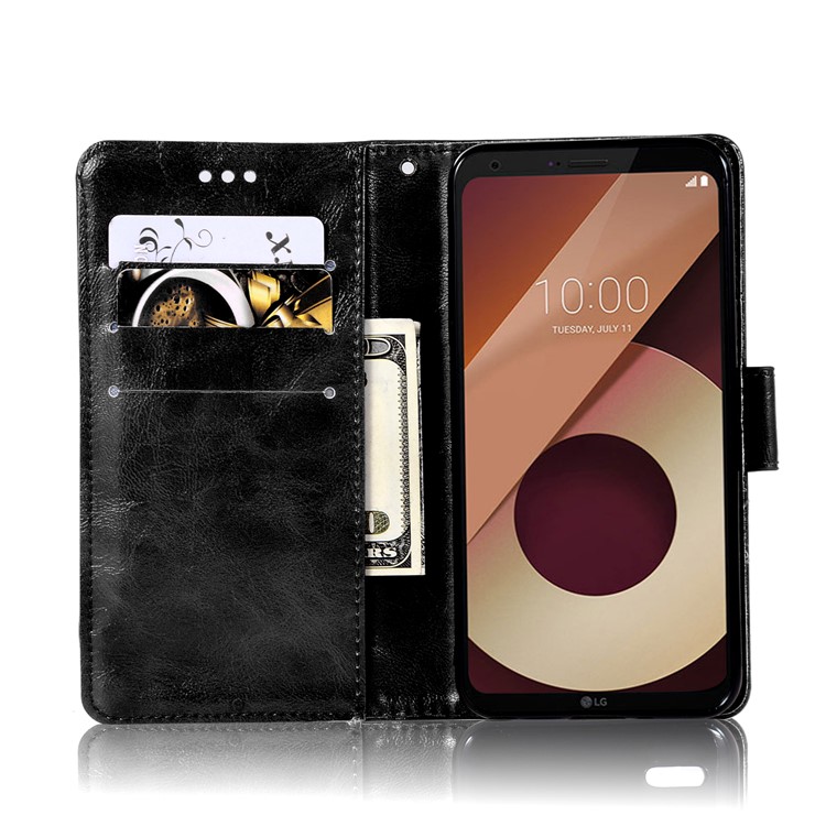 Premium Vintage PU Leather Wallet Stand Case for LG Q6 / Q6 Plus - Black-4
