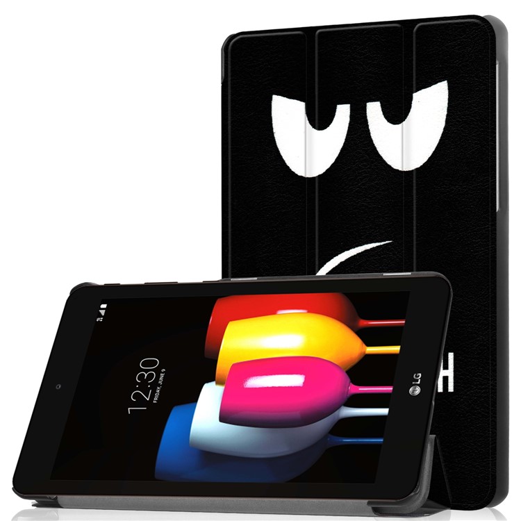 Pattern Printing Leather Tri-fold Stand Tablet Casing for LG G Pad IV 8.0 FHD - Angry Face-1