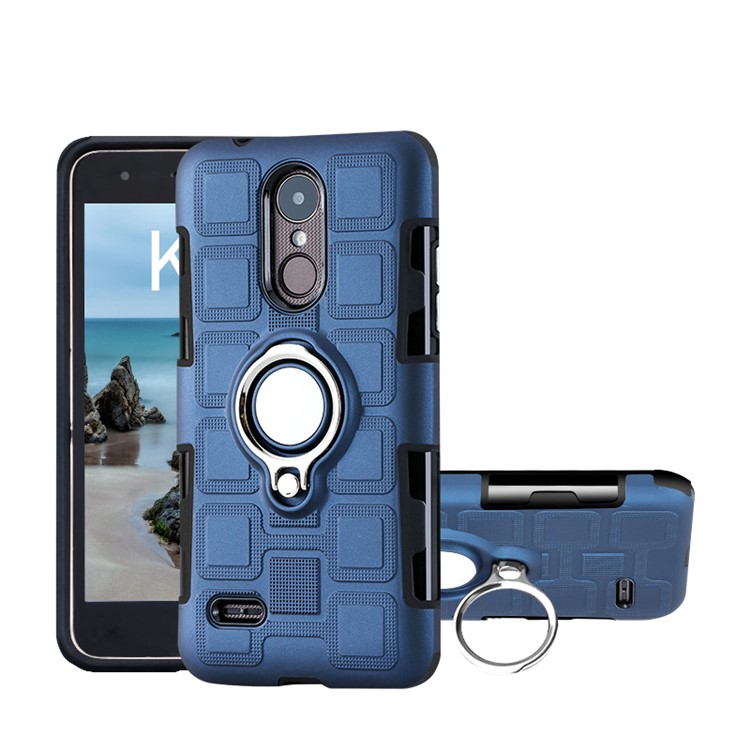 Geometric Pattern Magnetic Car Mount Ring Holder TPU PC Hybrid Case for LG K4 (2017) EU Version - Dark Blue-1