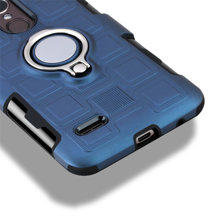Geometric Pattern Magnetic Car Mount Ring Holder TPU PC Hybrid Case for LG K4 (2017) EU Version - Dark Blue-10
