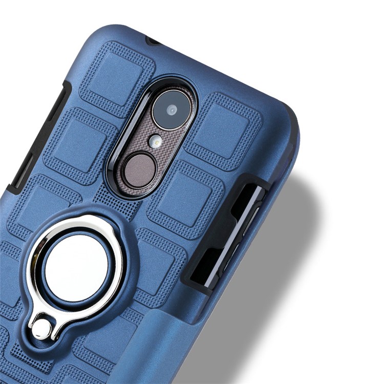Geometric Pattern Magnetic Car Mount Ring Holder TPU PC Hybrid Case for LG K4 (2017) EU Version - Dark Blue-11