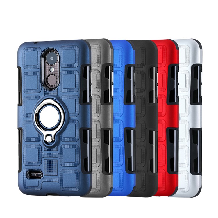 Geometric Pattern Magnetic Car Mount Ring Holder TPU PC Hybrid Case for LG K4 (2017) EU Version - Dark Blue-13