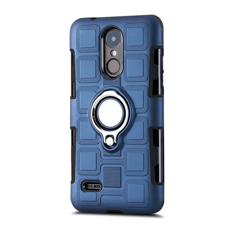 Geometric Pattern Magnetic Car Mount Ring Holder TPU PC Hybrid Case for LG K4 (2017) EU Version - Dark Blue-2