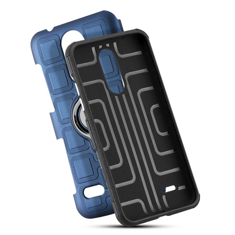 Geometric Pattern Magnetic Car Mount Ring Holder TPU PC Hybrid Case for LG K4 (2017) EU Version - Dark Blue-5