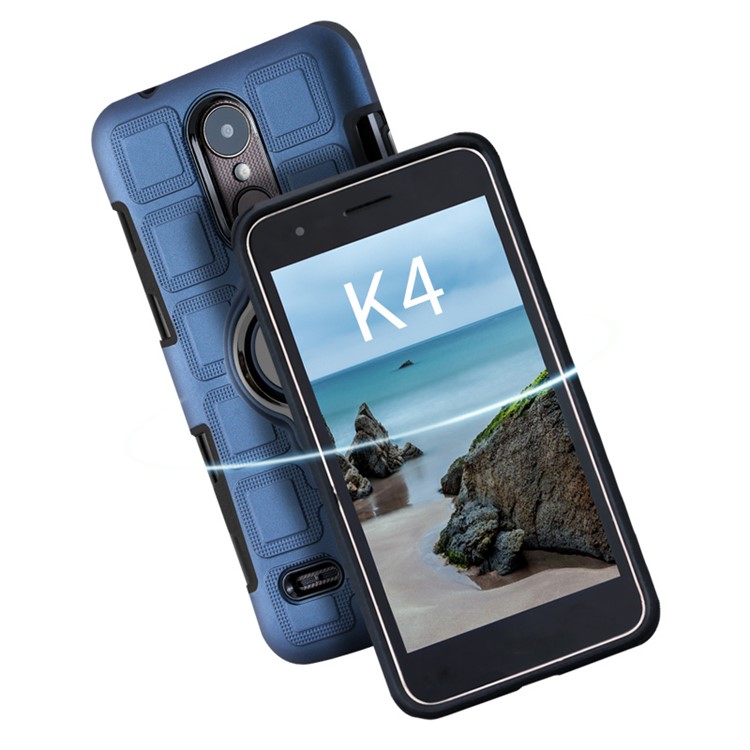 Geometric Pattern Magnetic Car Mount Ring Holder TPU PC Hybrid Case for LG K4 (2017) EU Version - Dark Blue-6