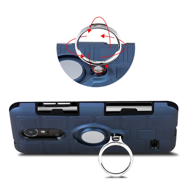 Geometric Pattern Magnetic Car Mount Ring Holder TPU PC Hybrid Case for LG K4 (2017) EU Version - Dark Blue-7