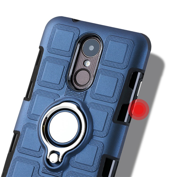 Geometric Pattern Magnetic Car Mount Ring Holder TPU PC Hybrid Case for LG K4 (2017) EU Version - Dark Blue-9