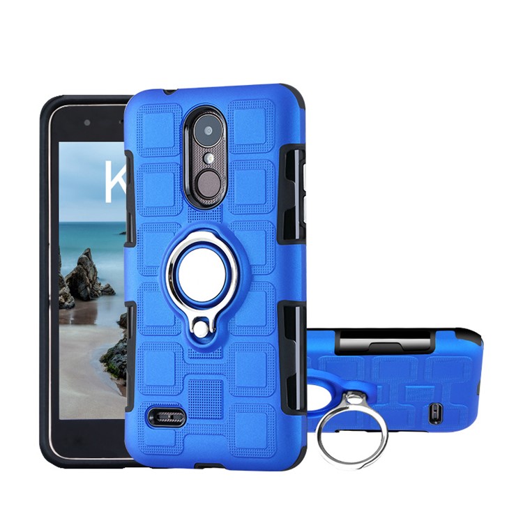 Geometric Pattern Magnetic Car Mount Ring Holder TPU PC Hybrid Cell Phone Case for LG K4 (2017) EU Version - Baby Blue-1