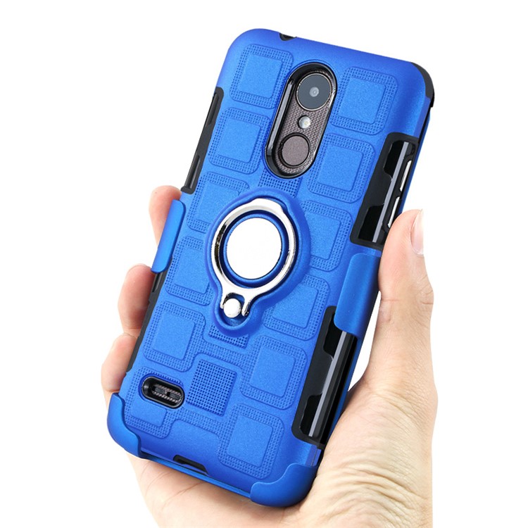 Geometric Pattern Magnetic Car Mount Ring Holder TPU PC Hybrid Cell Phone Case for LG K4 (2017) EU Version - Baby Blue-3