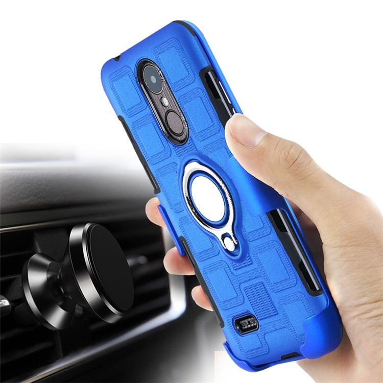 Geometric Pattern Magnetic Car Mount Ring Holder TPU PC Hybrid Cell Phone Case for LG K4 (2017) EU Version - Baby Blue-4