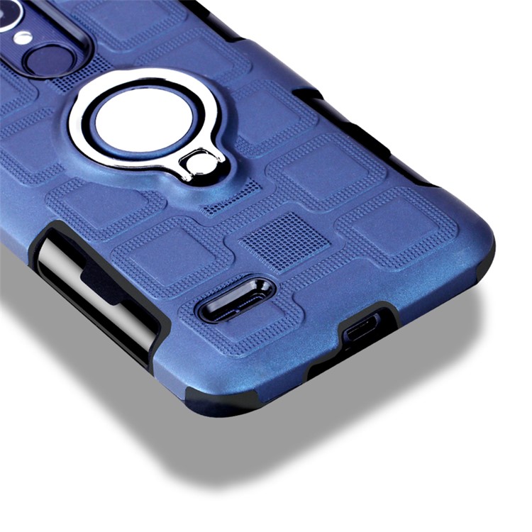 Geometric Design TPU PC Magnetic Car Mount Ring Holder Case for LG K10 (2017) EU Version - Dark Blue-10