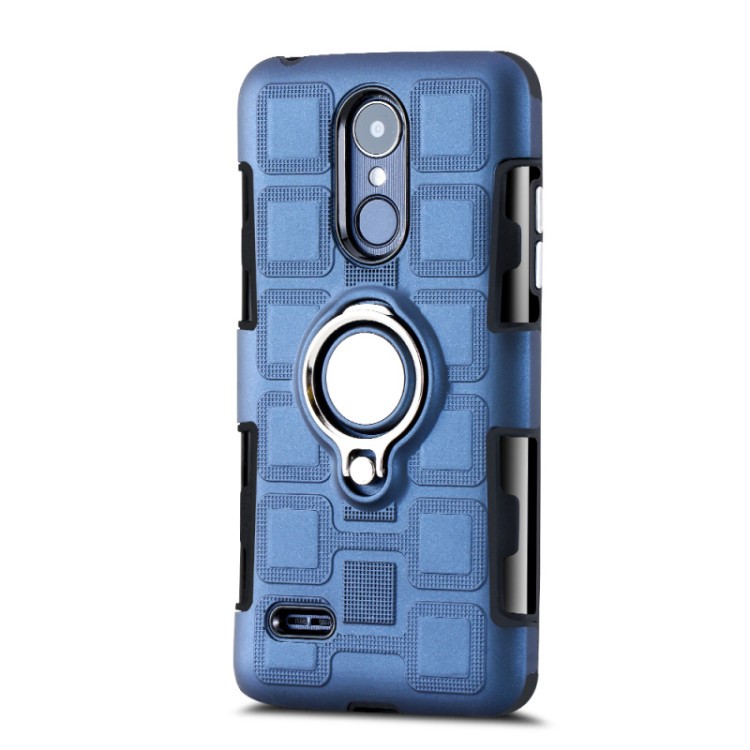 Geometric Design TPU PC Magnetic Car Mount Ring Holder Case for LG K10 (2017) EU Version - Dark Blue-2