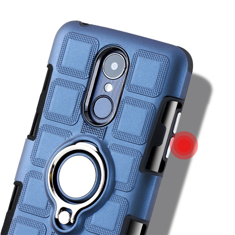 Geometric Design TPU PC Magnetic Car Mount Ring Holder Case for LG K10 (2017) EU Version - Dark Blue-9