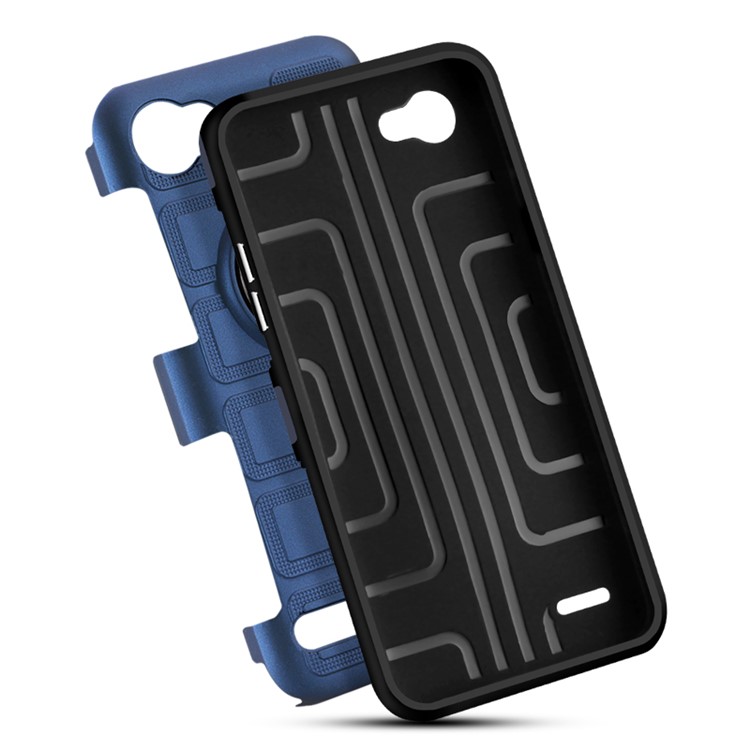Geometric Design TPU PC Magnetic Car Mount Ring Holder Case for LG Q6 M700N - Dark Blue-5