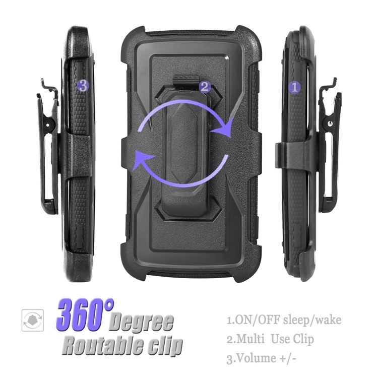 Heavy Duty Rugged PC TPU Hybrid Belt Clip Kickstand Case for LG K10 (2016) - Black-3